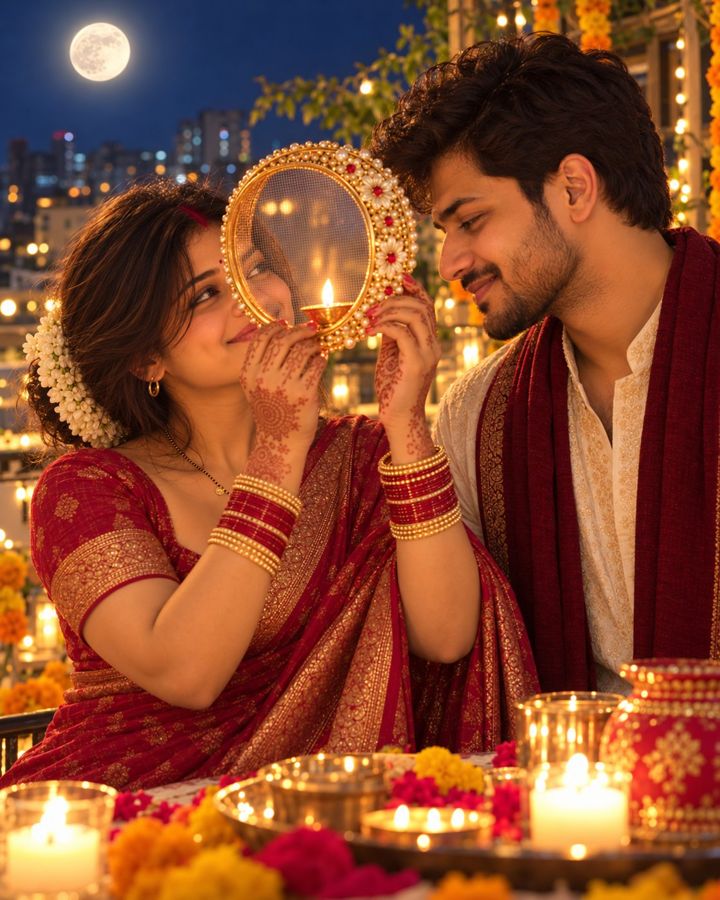 Karwa Chauth gift preview: the moon seen through a golden chhalni