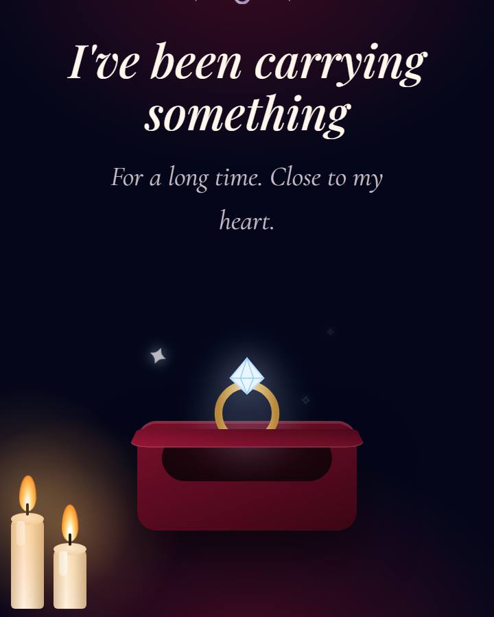 Proposal gift preview: a ring box under the stars